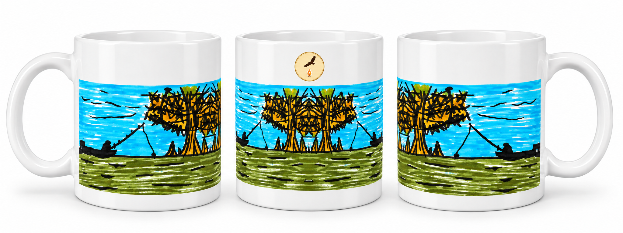 My Father and Yours shown across three mug views