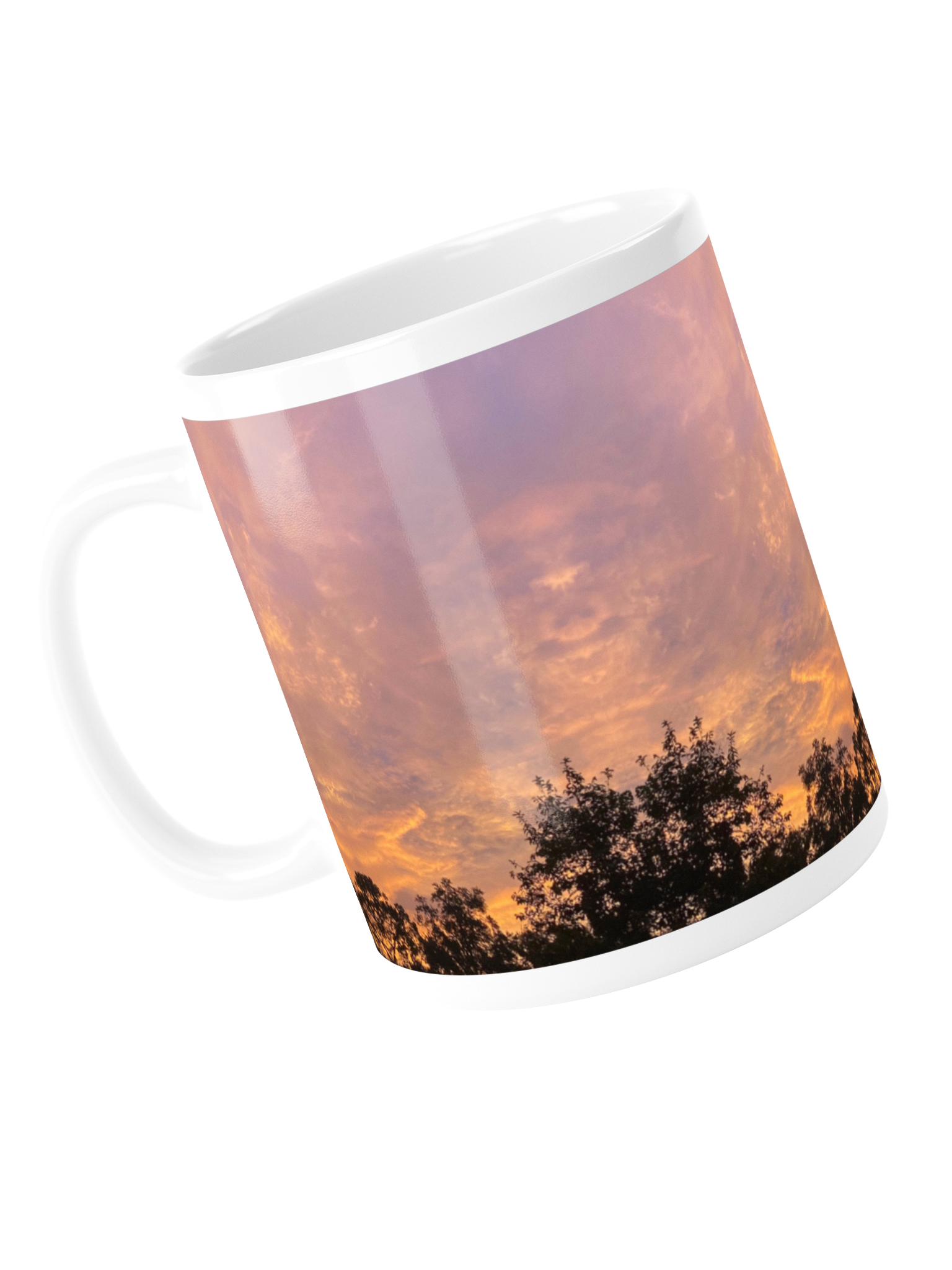 Evening Benediction on an eleven-ounce mug, shown in the current tilted Fourthwall view